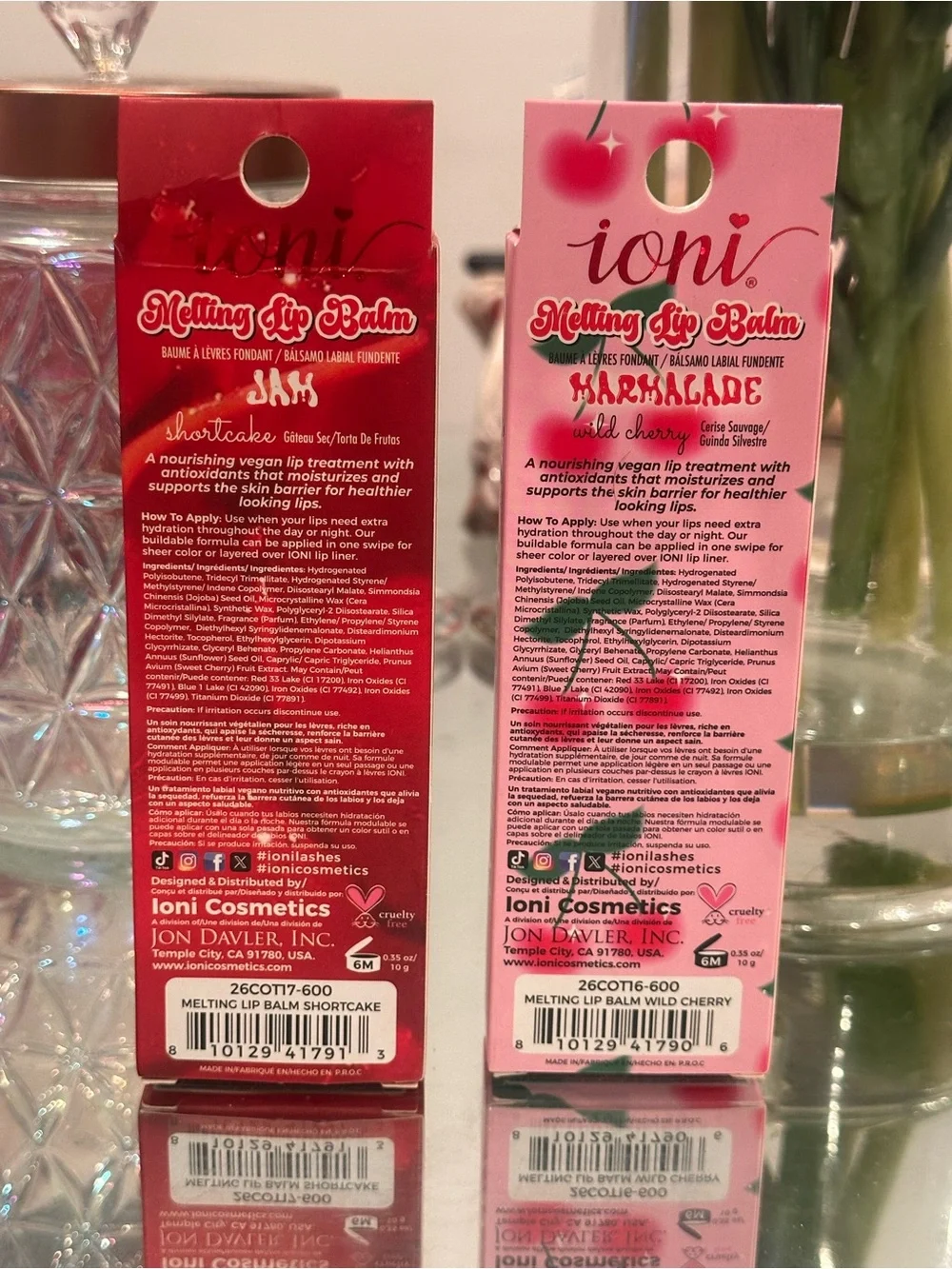 IONI Cherry On Top Melting Lip Balm Duo 2 Shortcake Wild Cherry Vegan NEW SEALED